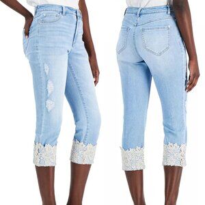 Inc International Concepts Cropped Lace-Cuff Jeans-NWT-Size 16